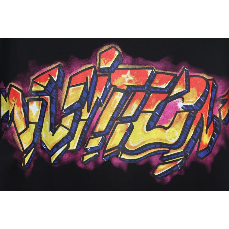High Quality Batch Louis Vuitton Comic Cartoon Flame Letters Printed Short Sleeve