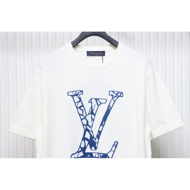 High Quality Batch Louis Vuitton LV Ski Series Jacquard Logo Knitted Short Sleeve T-Shirt