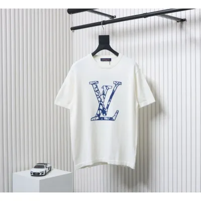 High Quality Batch Louis Vuitton LV Ski Series Jacquard Logo Knitted Short Sleeve T-Shirt 01
