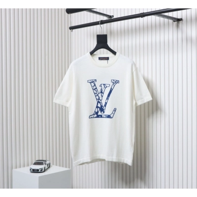 High Quality Batch Louis Vuitton LV Ski Series Jacquard Logo Knitted Short Sleeve T-Shirt 01