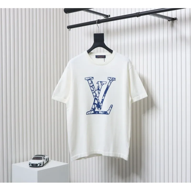 High Quality Batch Louis Vuitton LV Ski Series Jacquard Logo Knitted Short Sleeve T-Shirt