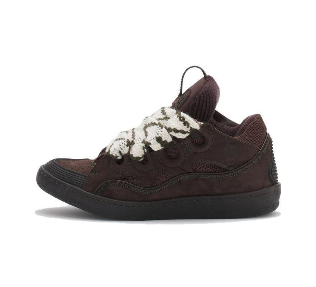 Lanvin Sneakers Calfskin, Polyester in Brown