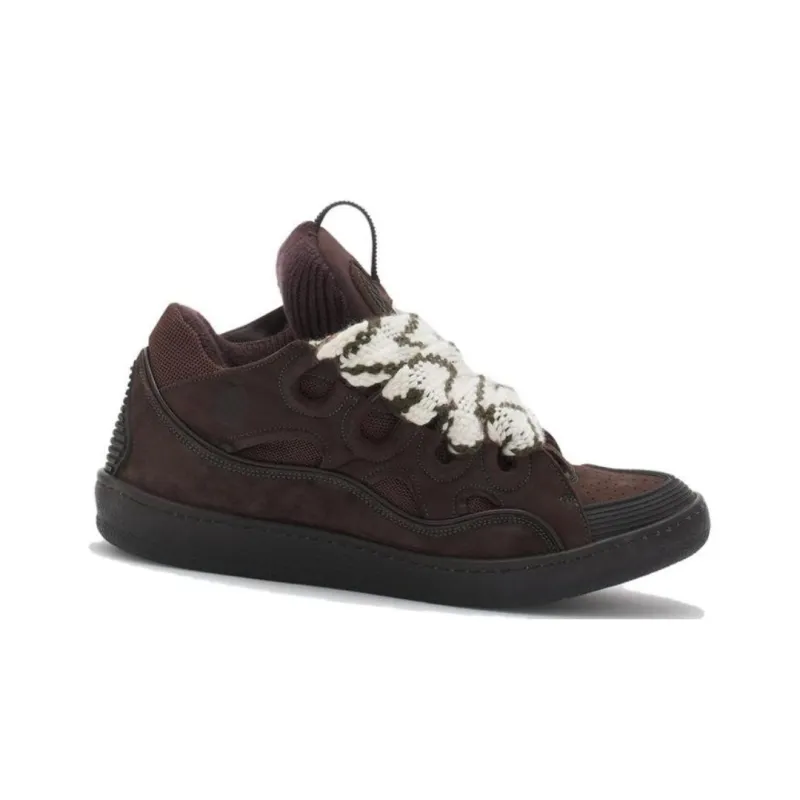 Lanvin Sneakers Calfskin, Polyester in Brown