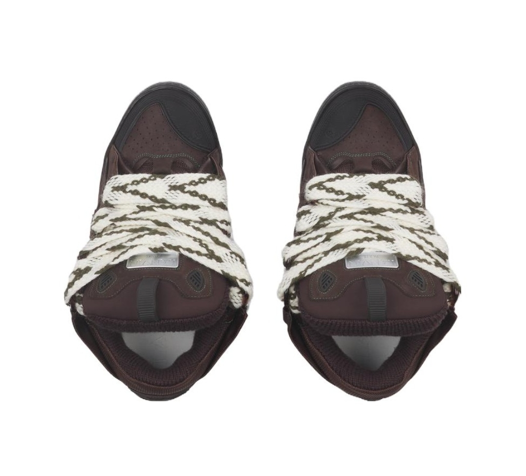 Lanvin Sneakers Calfskin, Polyester in Brown