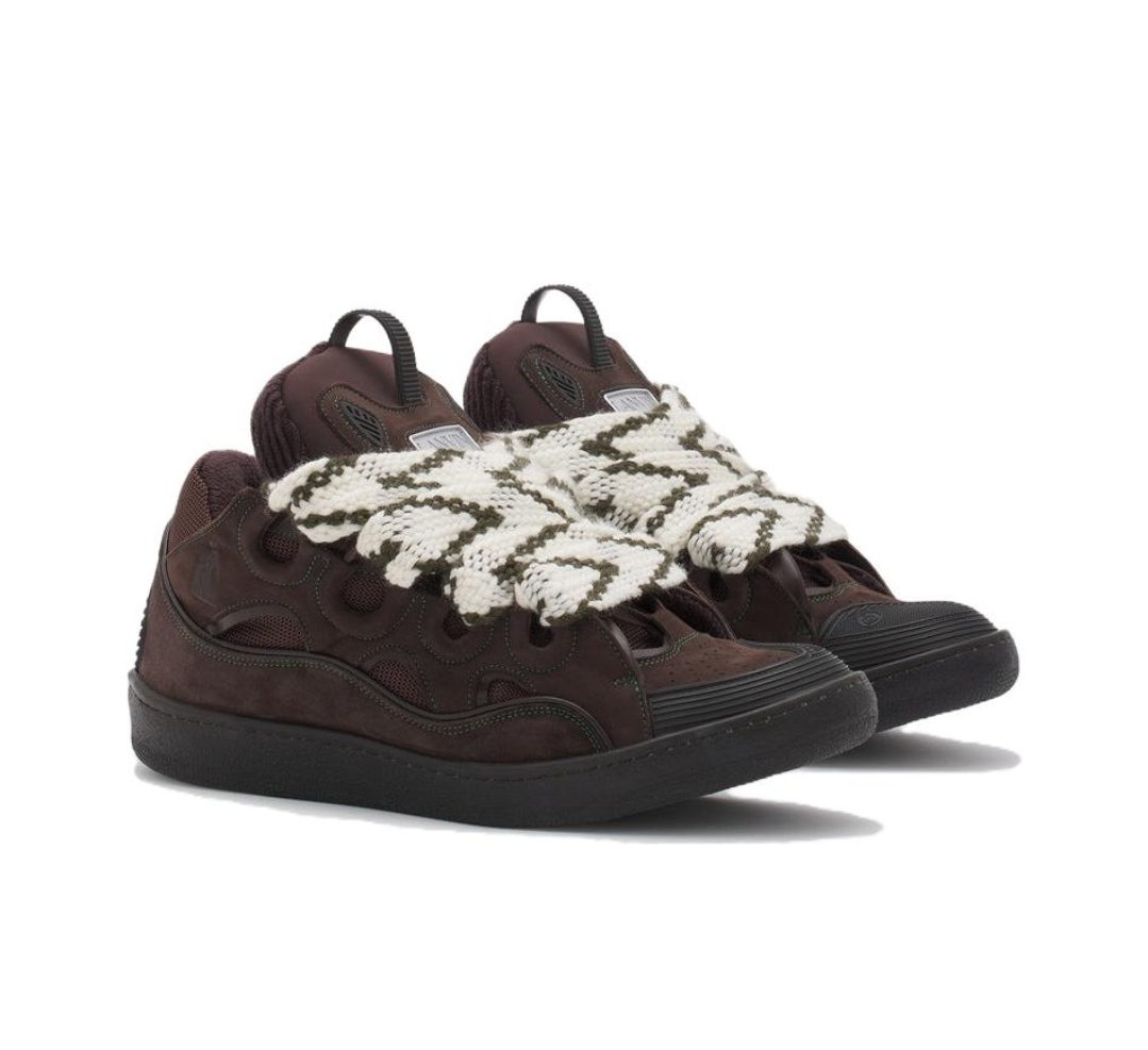 Lanvin Sneakers Calfskin, Polyester in Brown