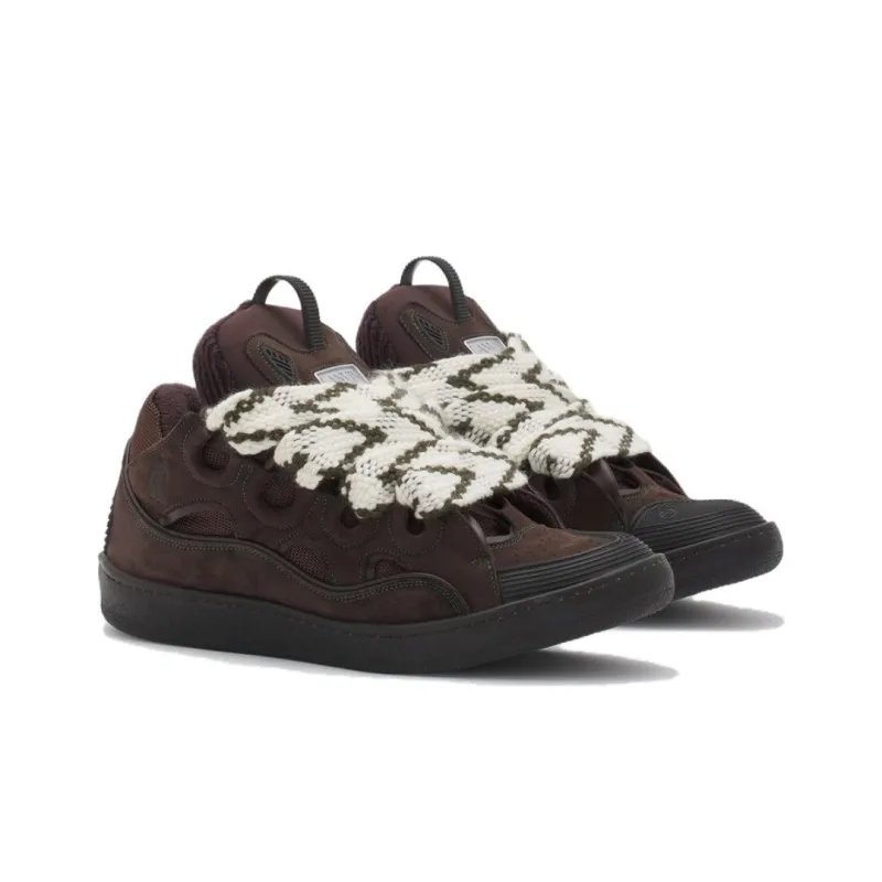Lanvin Sneakers Calfskin, Polyester in Brown