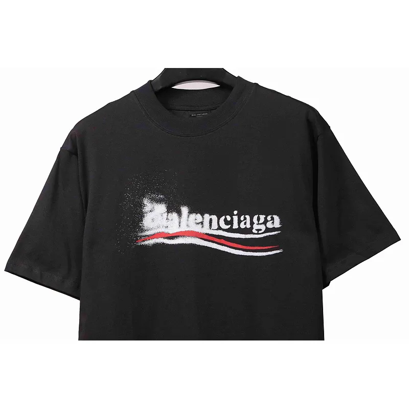 Balenciaga Blurred Coke Printed Short Sleeve Navy