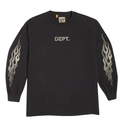 Gallery Dept. Flames L/S T-Shirt Black 01