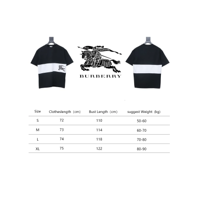 PK God Batch Burberry Black and white striped horse print short sleeves 02