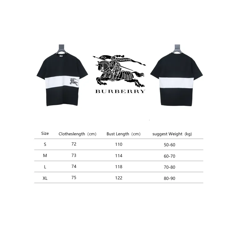 PK God Batch Burberry Black and white striped horse print short sleeves