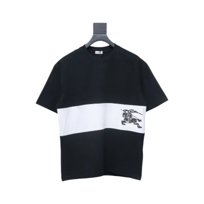 PK God Batch Burberry Black and white striped horse print short sleeves 01