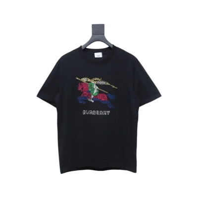 PK God Batch Burberry Colorful knight horse logo print short sleeves 01