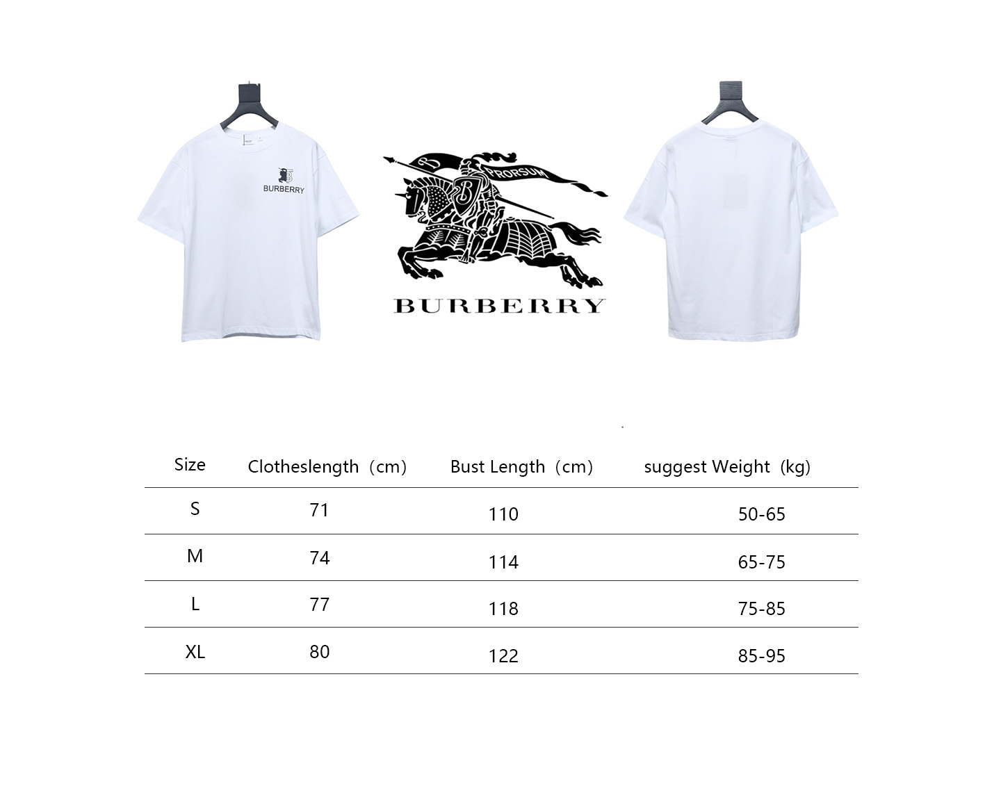 PK God Batch Burberry Spliced War Horse Short Sleeve T-Shirt White
