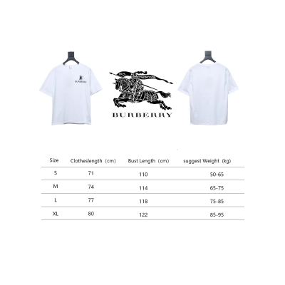 PK God Batch Burberry Spliced ​​War Horse Short Sleeve T-Shirt White 02