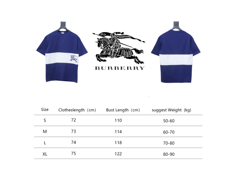PK God Batch Burberry White striped horse print short sleeves