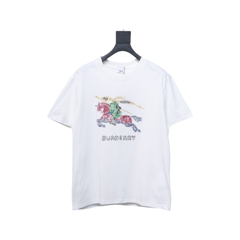 PK God Batch Colorful knight horse logo print short sleeve white