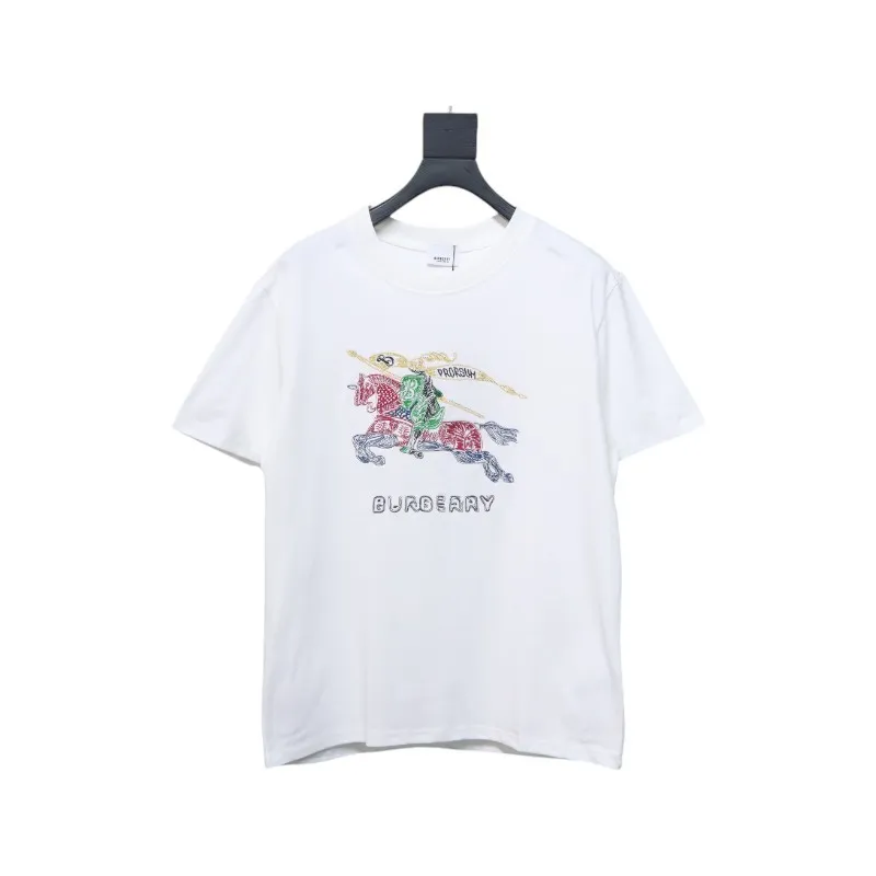 PK God Batch Colorful knight horse logo print short sleeve white