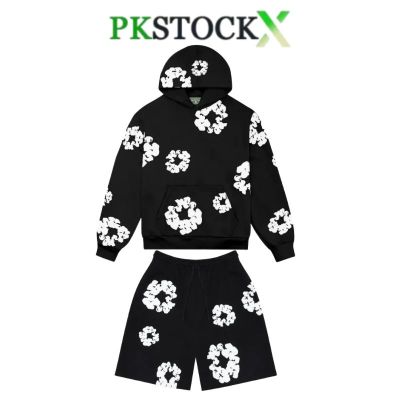 Denim Tears The Cotton Wreath black shorts set 01