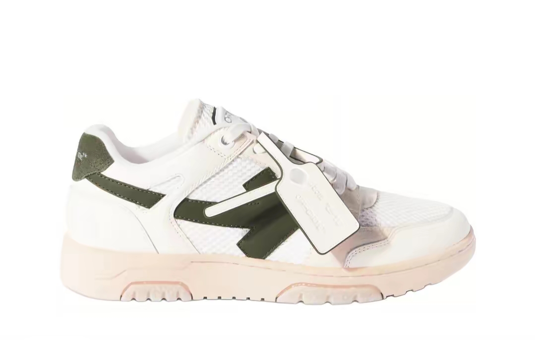 PK God Batch OFF-WHITE Slim Out Of Office Sneakers In White-military Green