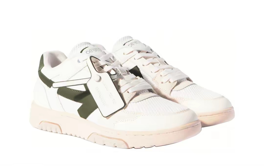 PK God Batch OFF-WHITE Slim Out Of Office Sneakers In White-military Green