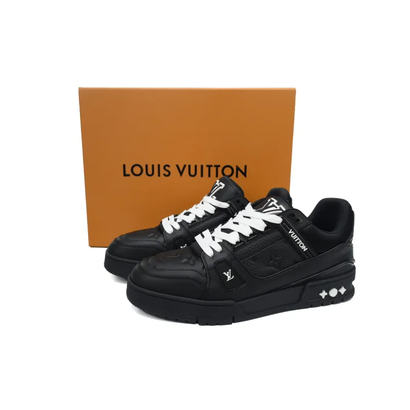 PK God Batch LOUIS VUITTON Trainer All Black Embossing 1AARER