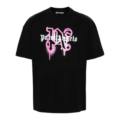 Palm Angels Miami Monogram Spray-print T-shirt 01