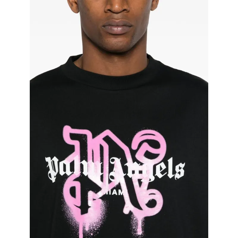 Palm Angels Miami Monogram Spray-print T-shirt