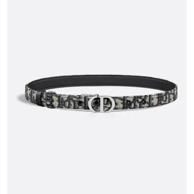 Dior 30 Montaigne Reversible Belt Blue Smooth Calfskin and Dior Oblique Jacquard 20 MM 01