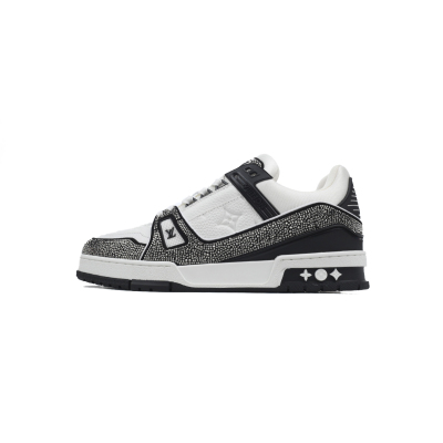 PK God Batch Louis Vuitton Trainer Black White Swarovski 1ABM08  01