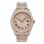 PKStockX Rolex Day Date II Luxury Watch 41MM Rose Gold President Bracelet Fully Iced Out