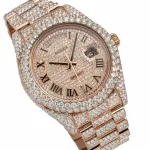 PKStockX Rolex Day Date II Luxury Watch 41MM Rose Gold President Bracelet Fully Iced Out