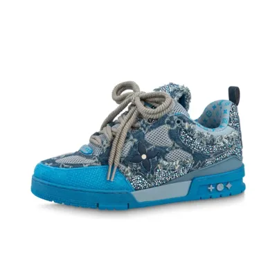 PK God Batch Louis Vuitton Skate Trainer Blue Swarovski Monogram 01