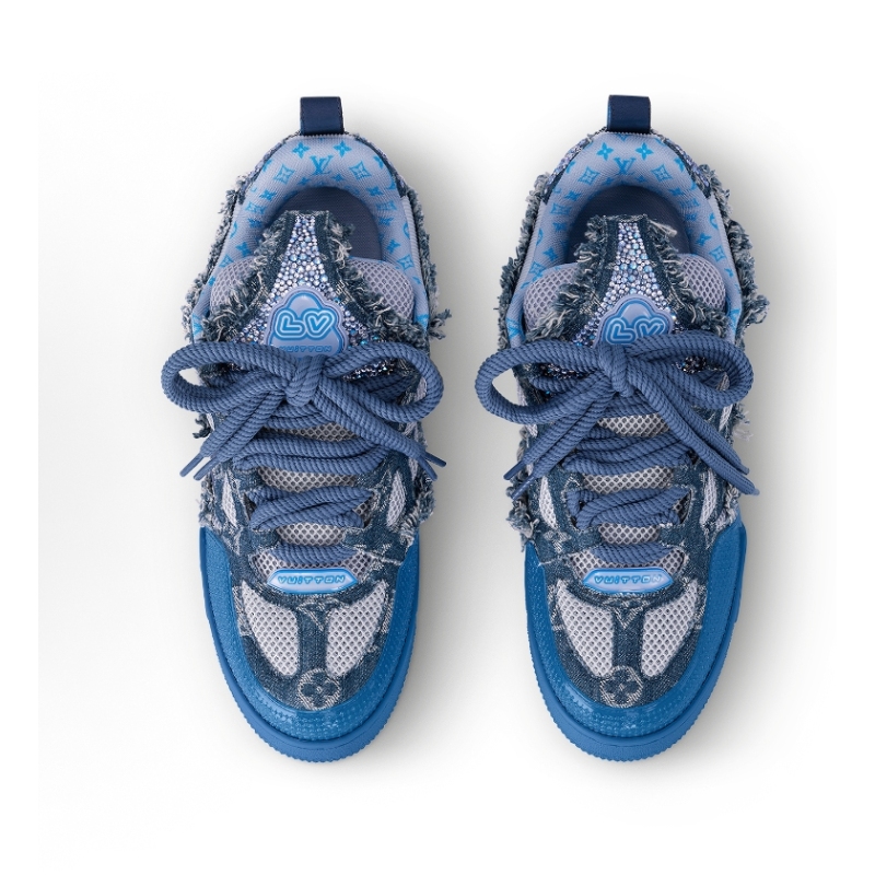 PK God Batch Louis Vuitton Skate Trainer Blue Swarovski Monogram
