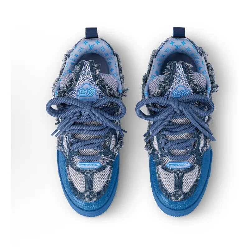 PK God Batch Louis Vuitton Skate Trainer Blue Swarovski Monogram