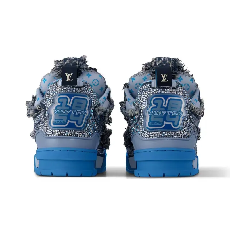 PK God Batch Louis Vuitton Skate Trainer Blue Swarovski Monogram