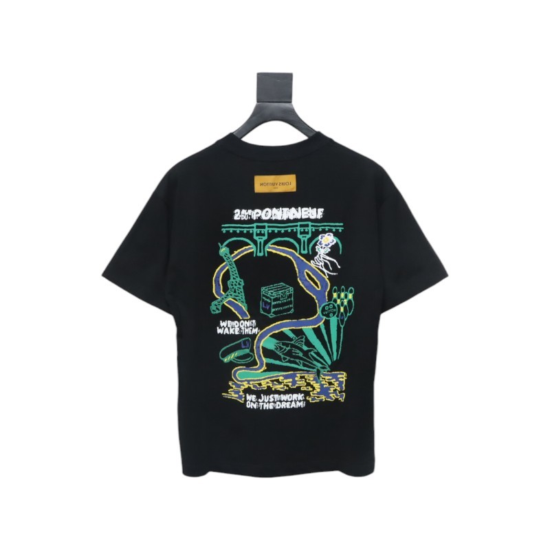 Louis Vuitton 25ss Limited Edition Floral Graffiti Back Foam Short Sleeve