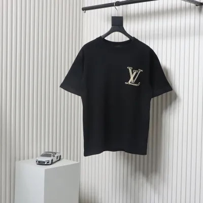 Louis Vuitton 25ss line logo foam print short sleeve black 01