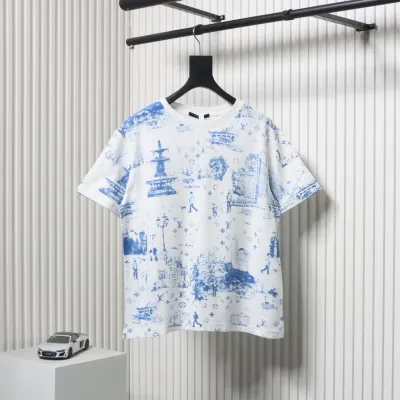 Louis Vuitton Dog Walking Print Short Sleeve 01