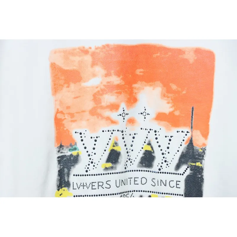 Louis Vuitton Rooftop Sunset Rhinestone Short Sleeve T-shirt