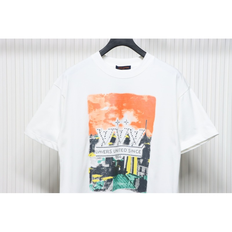 Louis Vuitton Rooftop Sunset Rhinestone Short Sleeve T-shirt