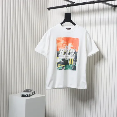 Louis Vuitton Rooftop Sunset Rhinestone Short Sleeve T-shirt 01