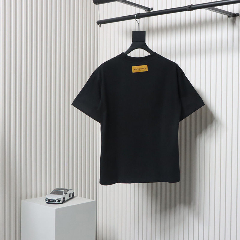 Louis Vuitton Rooftop Sunset Rhinestone Short Sleeve T-Shirt Black