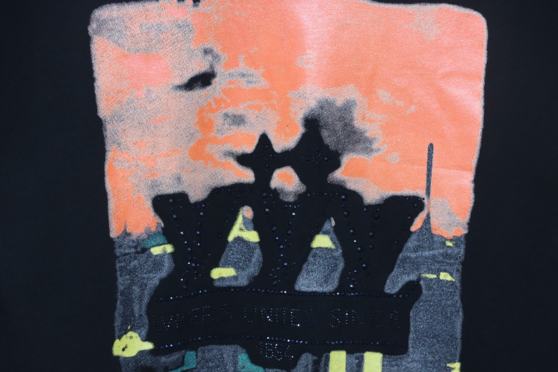 Louis Vuitton Rooftop Sunset Rhinestone Short Sleeve T-Shirt Black