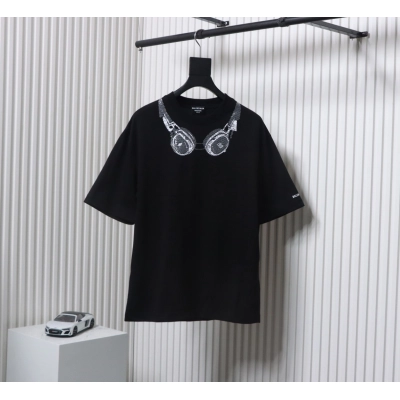 Balenciaga Hot Diamond Earphone Short Sleeve Black 02