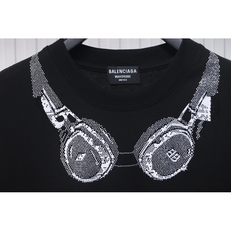 Balenciaga Hot Diamond Earphone Short Sleeve Black