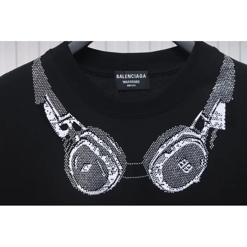 Balenciaga Hot Diamond Earphone Short Sleeve Black