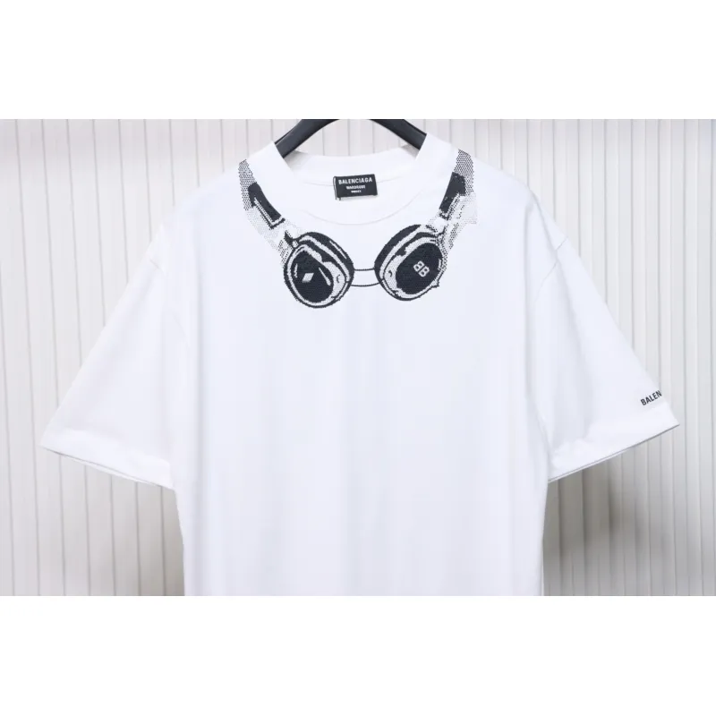 Balenciaga Hot Diamond Earphone Short Sleeve white