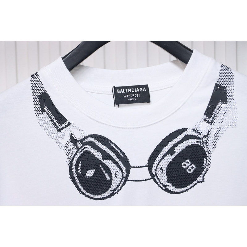 Balenciaga Hot Diamond Earphone Short Sleeve white