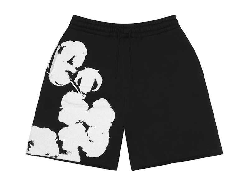 Denim Tears Big Cotton Wreath Sweat Shorts Black
