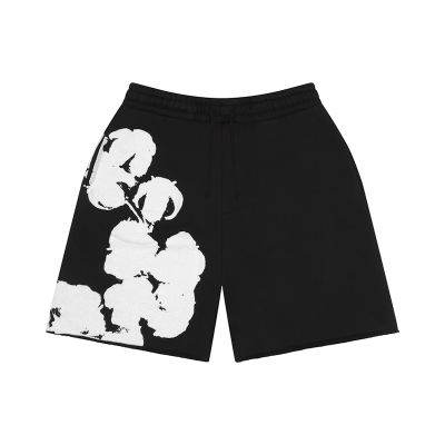 Denim Tears Big Cotton Wreath Sweat Shorts Black 01